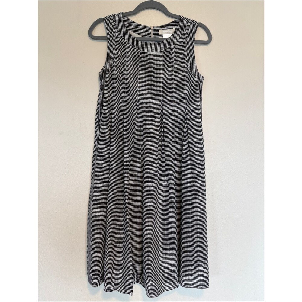 S’Max Mara Houndsooth Silk Dress in black and white size 6